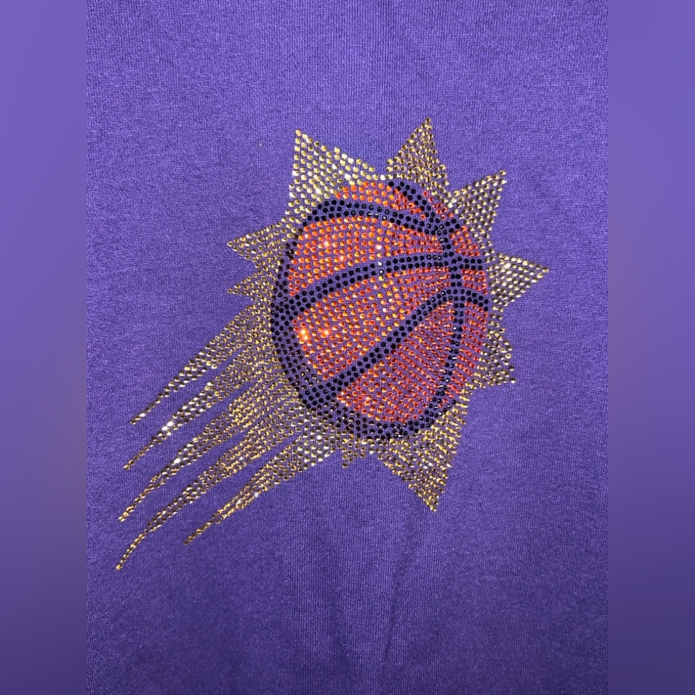 Women's Phoenix Suns DKNY Sport Purple Carrie Rhinestone Pullover Sweatshirt - Picture 6 of 9